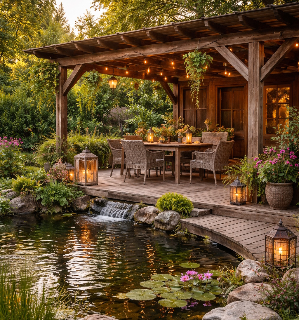 Das Foto zeigt eine rustikale Terrasse